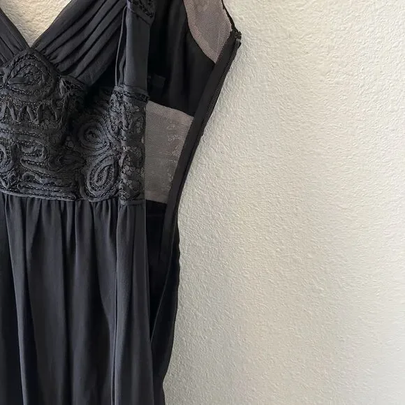 BCBG MaxAzria Dress Size 0 Silk Black Long Cap Sleeve Formal Black Tie Classic - Picture 13 of 16